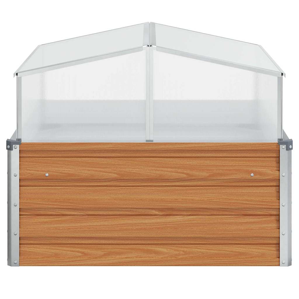 Garden Planter with Greenhouse Light Brown 100 x 100 x 77 cm