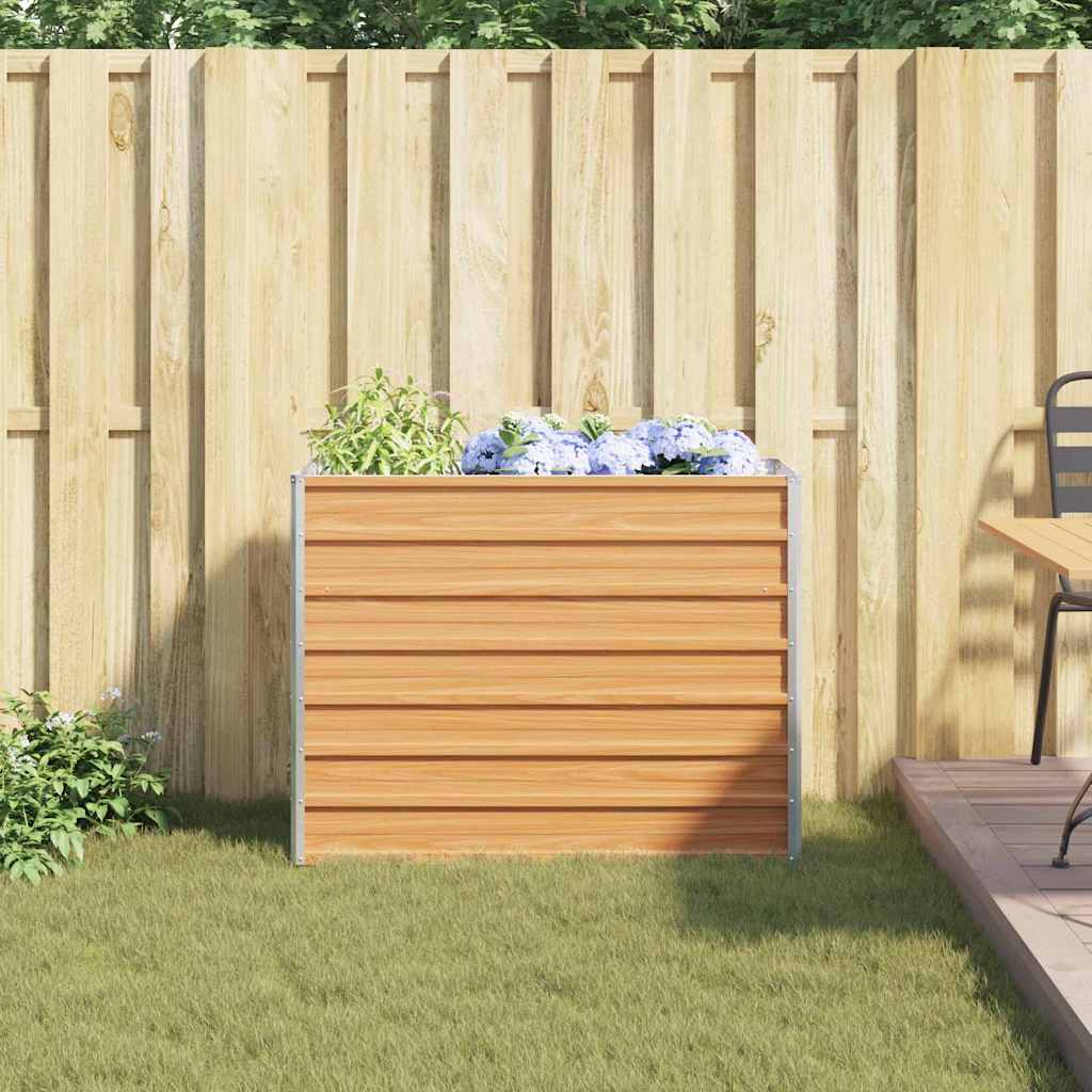 Garden Raised Bed Light Brown 100 x 40 x 77 cm Galvanised Steel