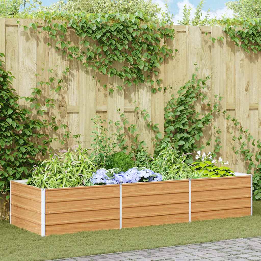 Garden Raised Bed Light Brown 240 x 80 x 45 cm Galvanised Steel