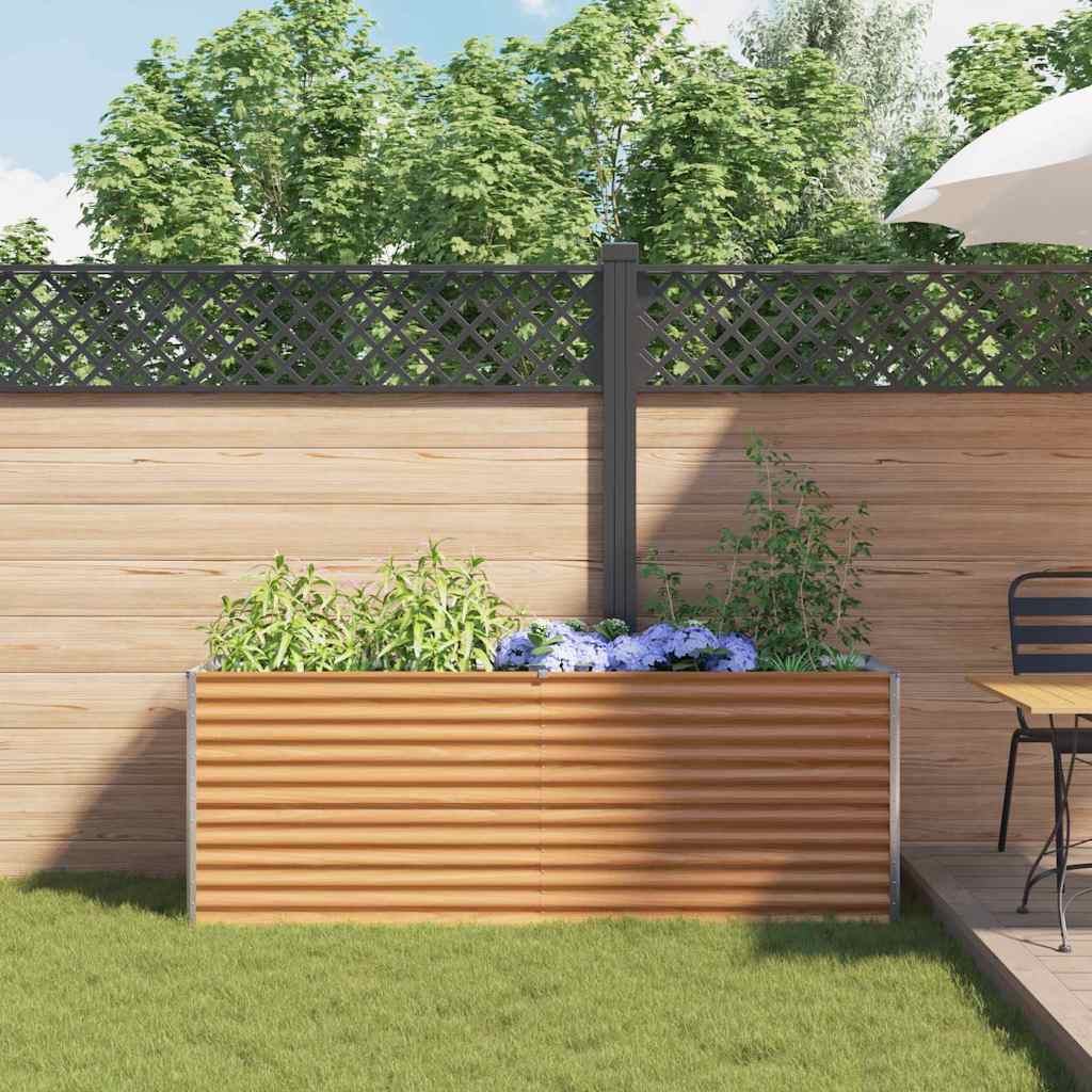 Garden Raised Bed Light Brown 195 x 50 x 68 cm Galvanised Steel