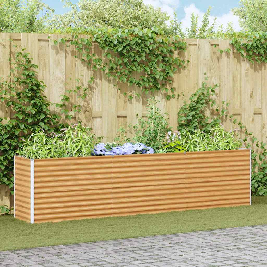 Garden Raised Bed Light Brown 290 x 50 x 68 cm Galvanised Steel