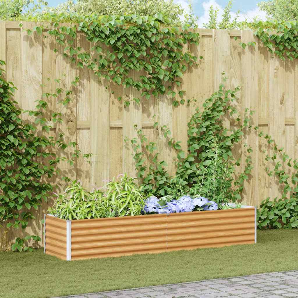 Garden Raised Bed Light Brown 195 x 50 x 36 cm Galvanised Steel