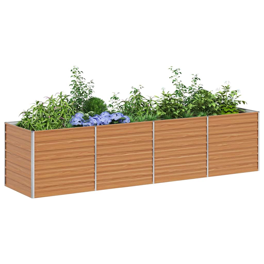 Garden Raised Bed Light Brown 320 x 80 x 77 cm Galvanised Steel