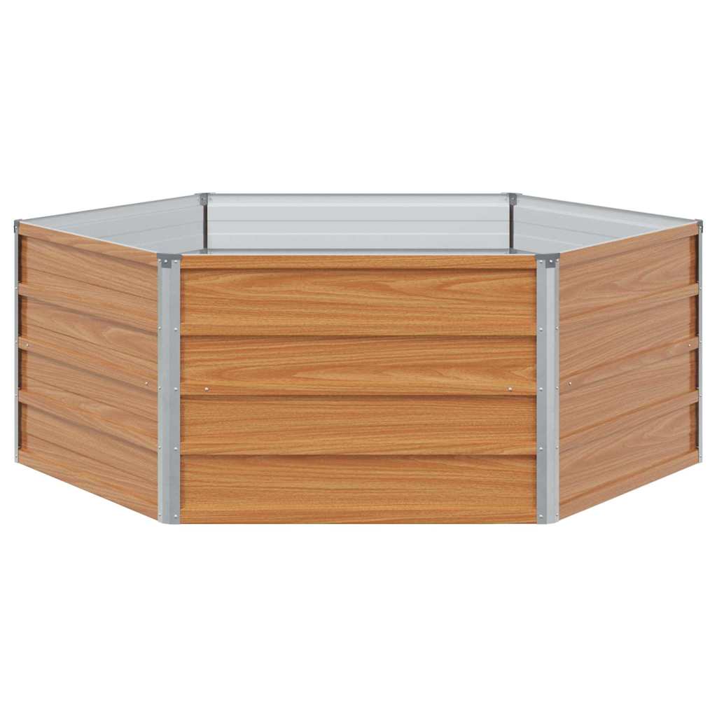 Raised Garden Bed Wood Look 129 x 129 x 45 cm Galvanised Steel