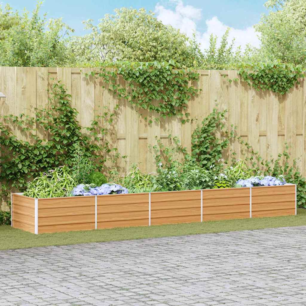 Garden Raised Bed Light Brown 400 x 80 x 45 cm Galvanised Steel
