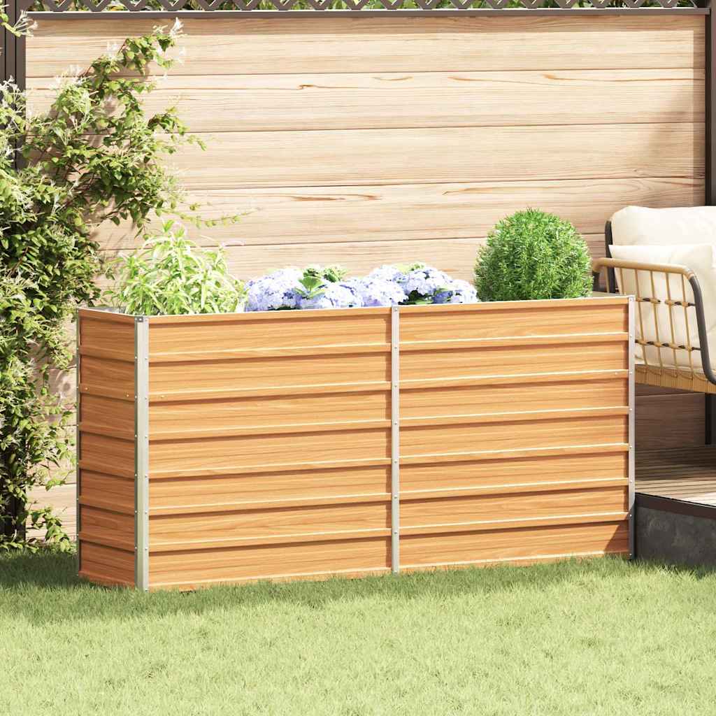 Garden Raised Bed Light Brown 160 x 40 x 45 cm Galvanised Steel