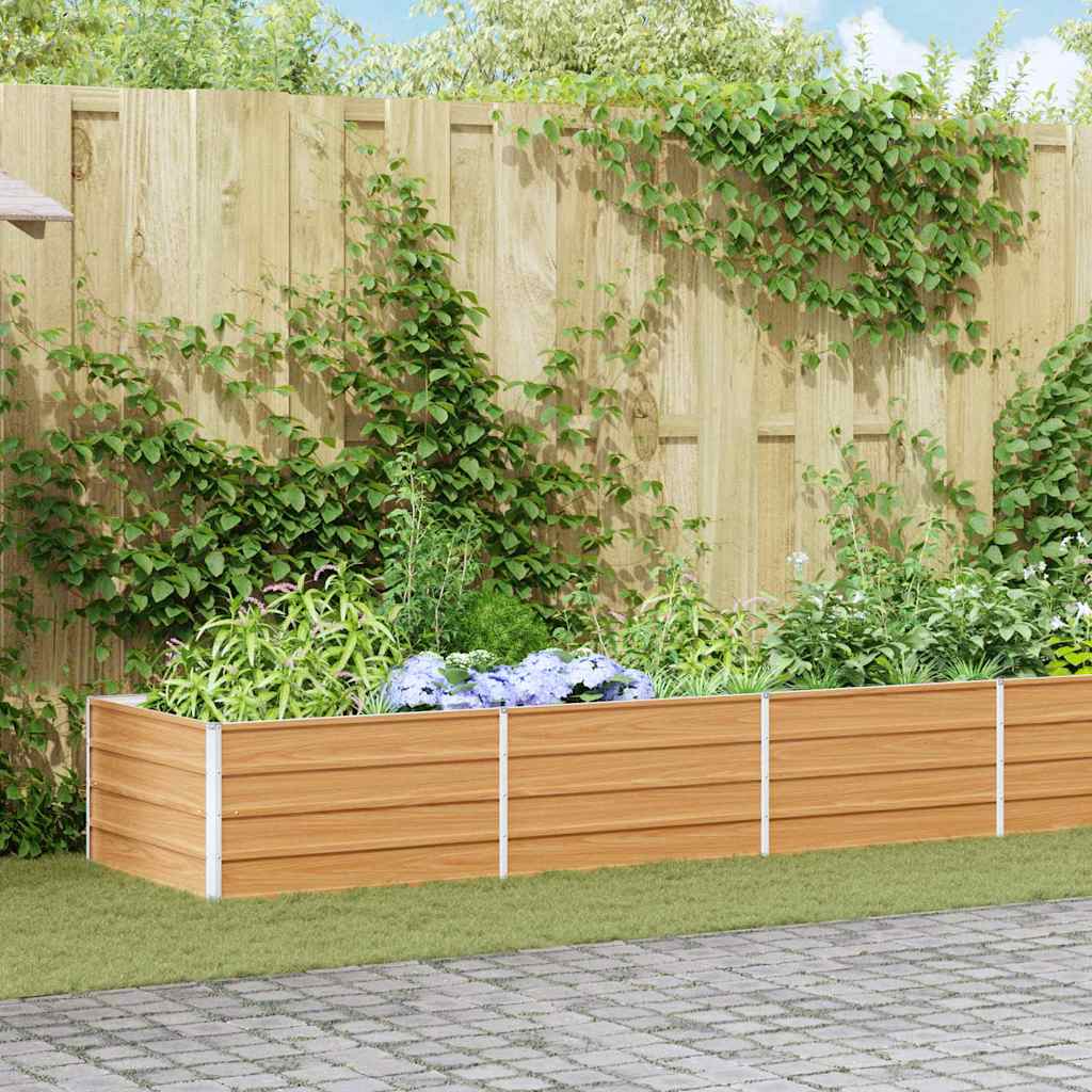 Garden Raised Bed Light Brown 480 x 80 x 45 cm Galvanised Steel