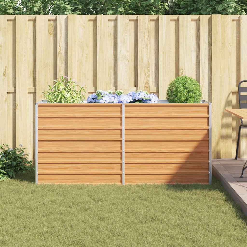 Garden Raised Bed Light Brown 160 x 40 x 77 cm Galvanised Steel