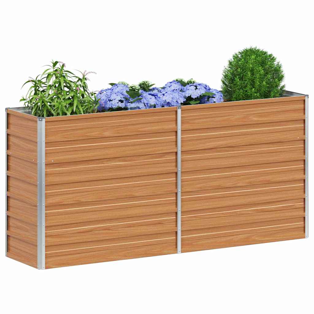 Garden Raised Bed Light Brown 160 x 40 x 77 cm Galvanised Steel