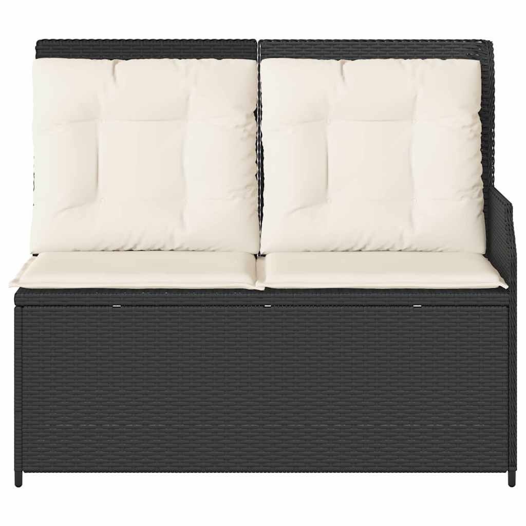 Garden Bench with Cushion Black Poly rattan