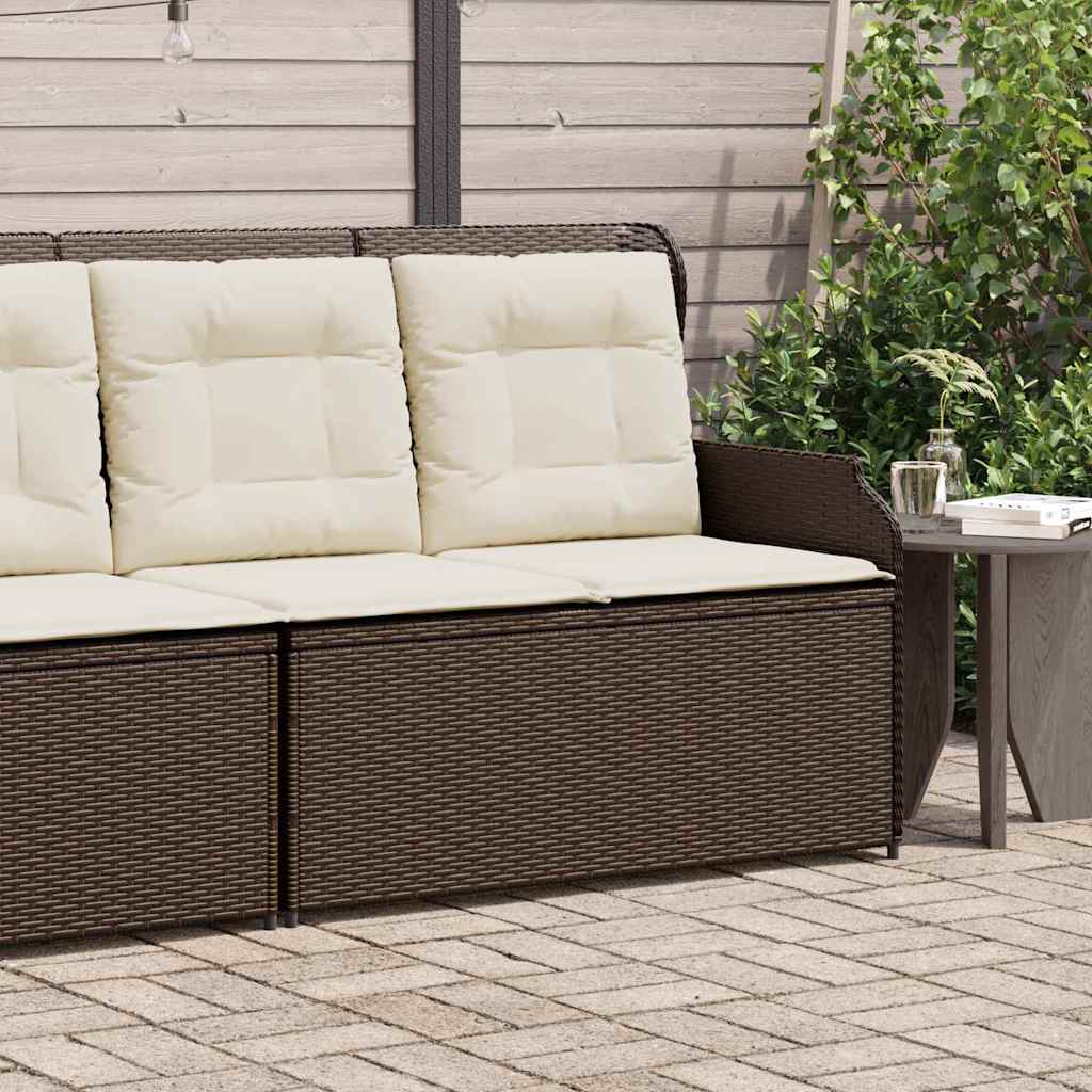 Garden Bench with Cushion Brown Poly rattan