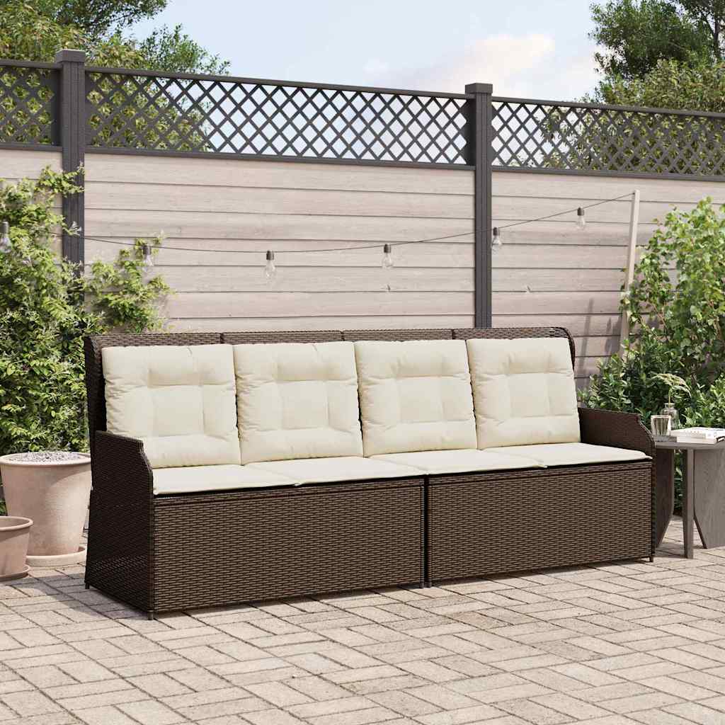 Garden Bench with Cushion Brown Poly rattan