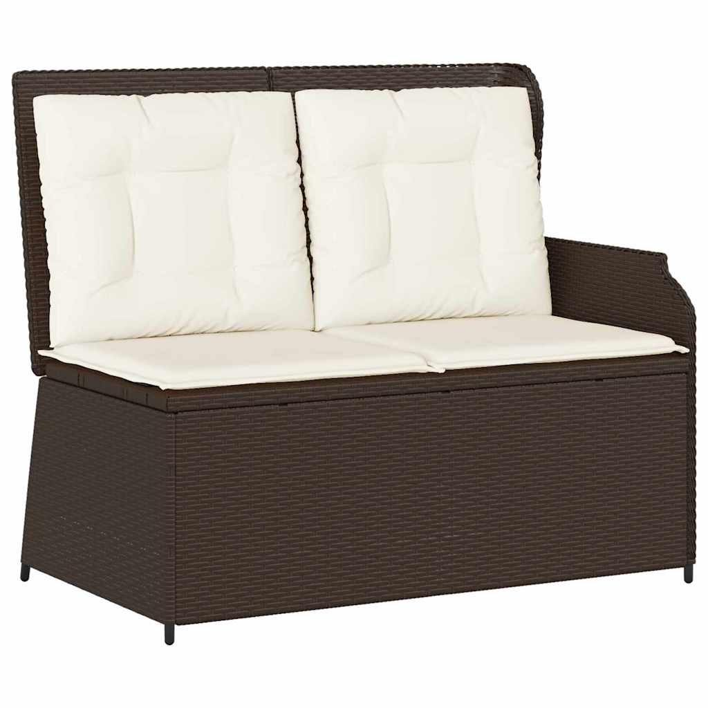 Garden Bench with Cushion Brown Poly rattan
