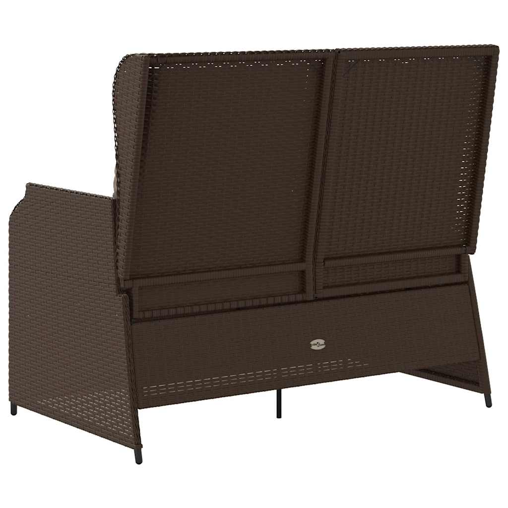 Garden Bench with Cushion Brown Poly rattan