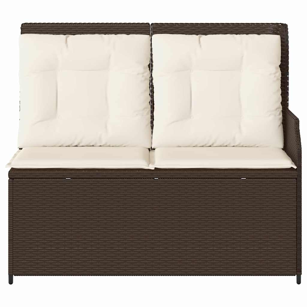 Garden Bench with Cushion Brown Poly rattan