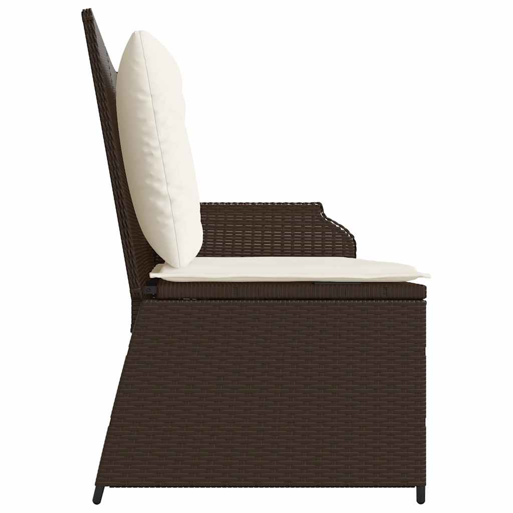 Garden Bench with Cushion Brown Poly rattan