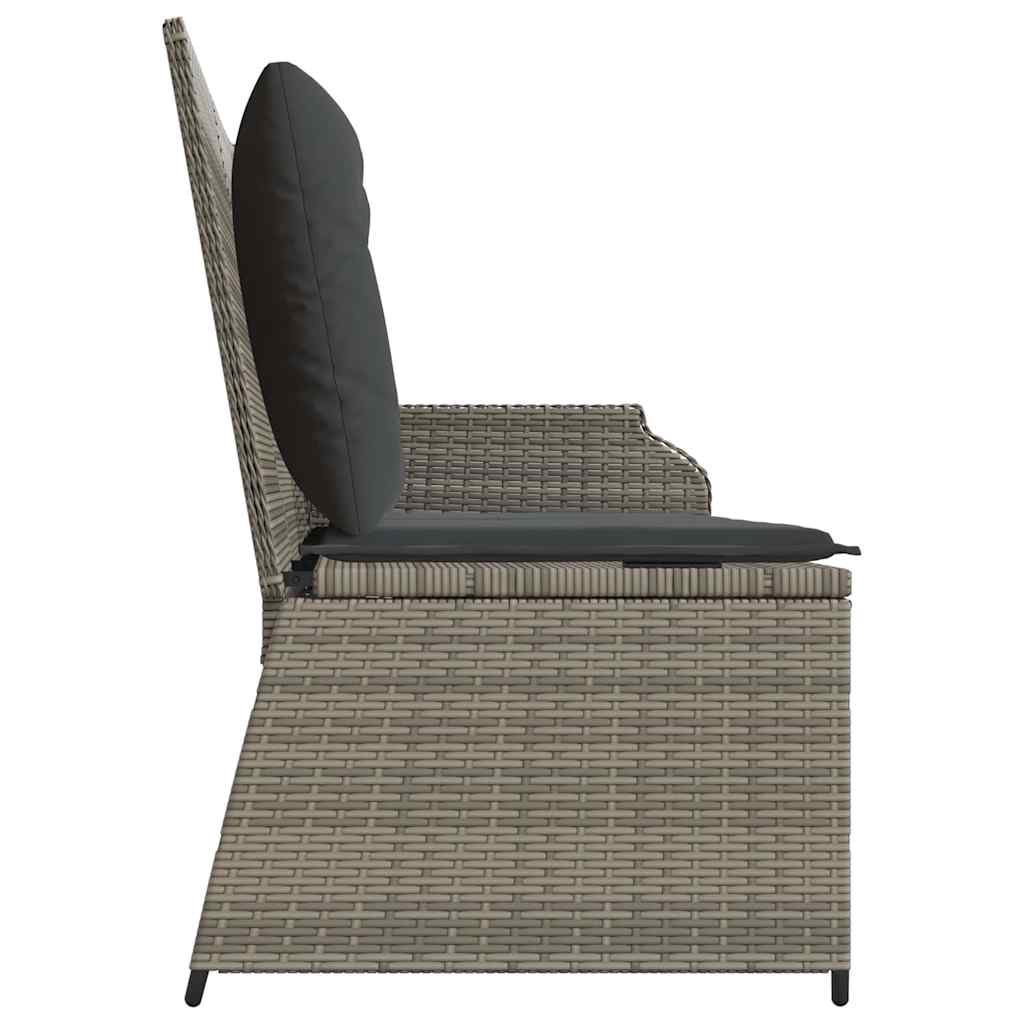 Garden Bench with Cushion Grey Poly rattan
