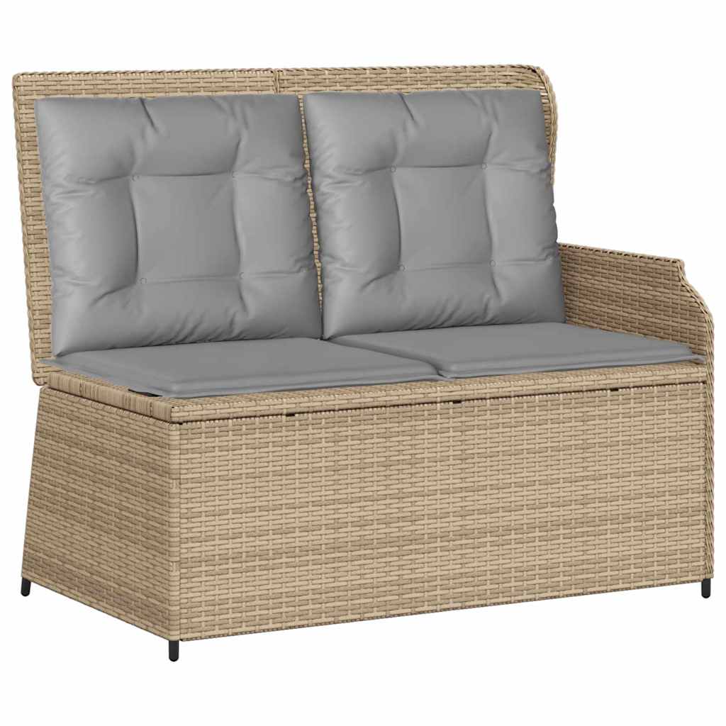 Garden Bench with Cushion Beige Poly rattan