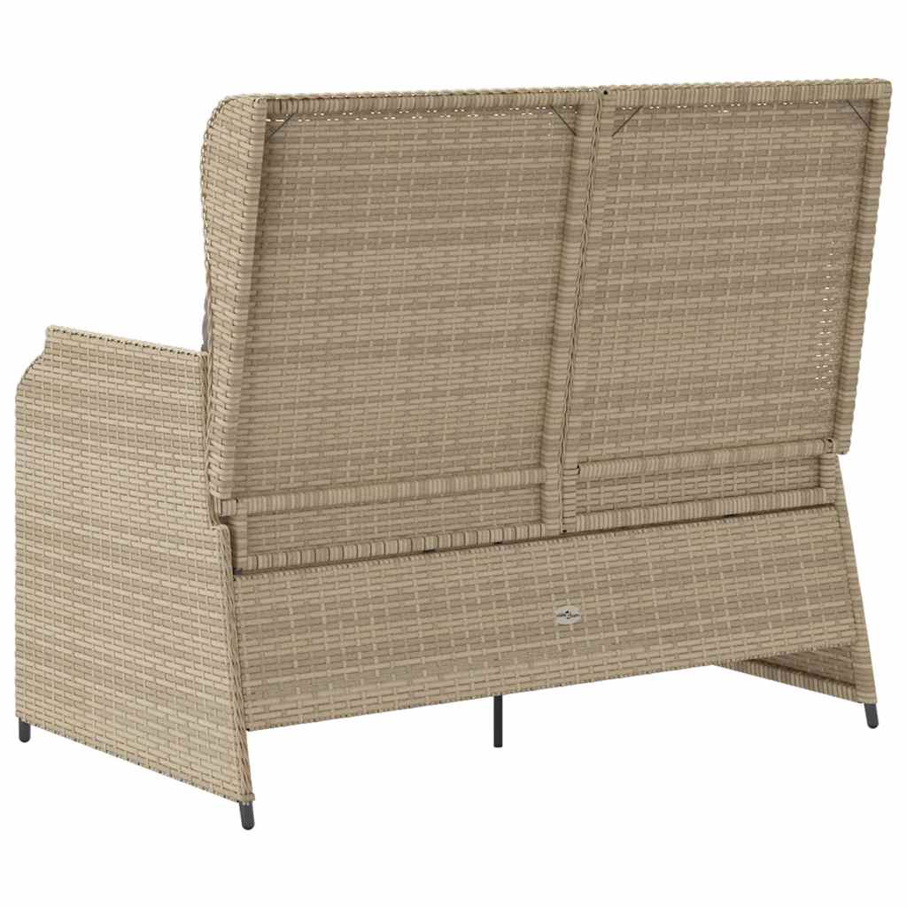 Garden Bench with Cushion Beige Poly rattan