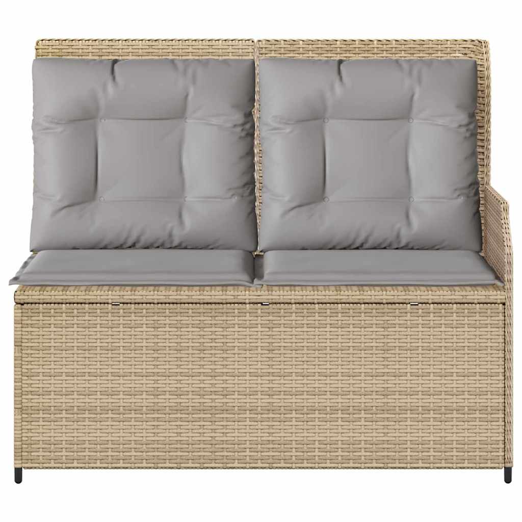 Garden Bench with Cushion Beige Poly rattan