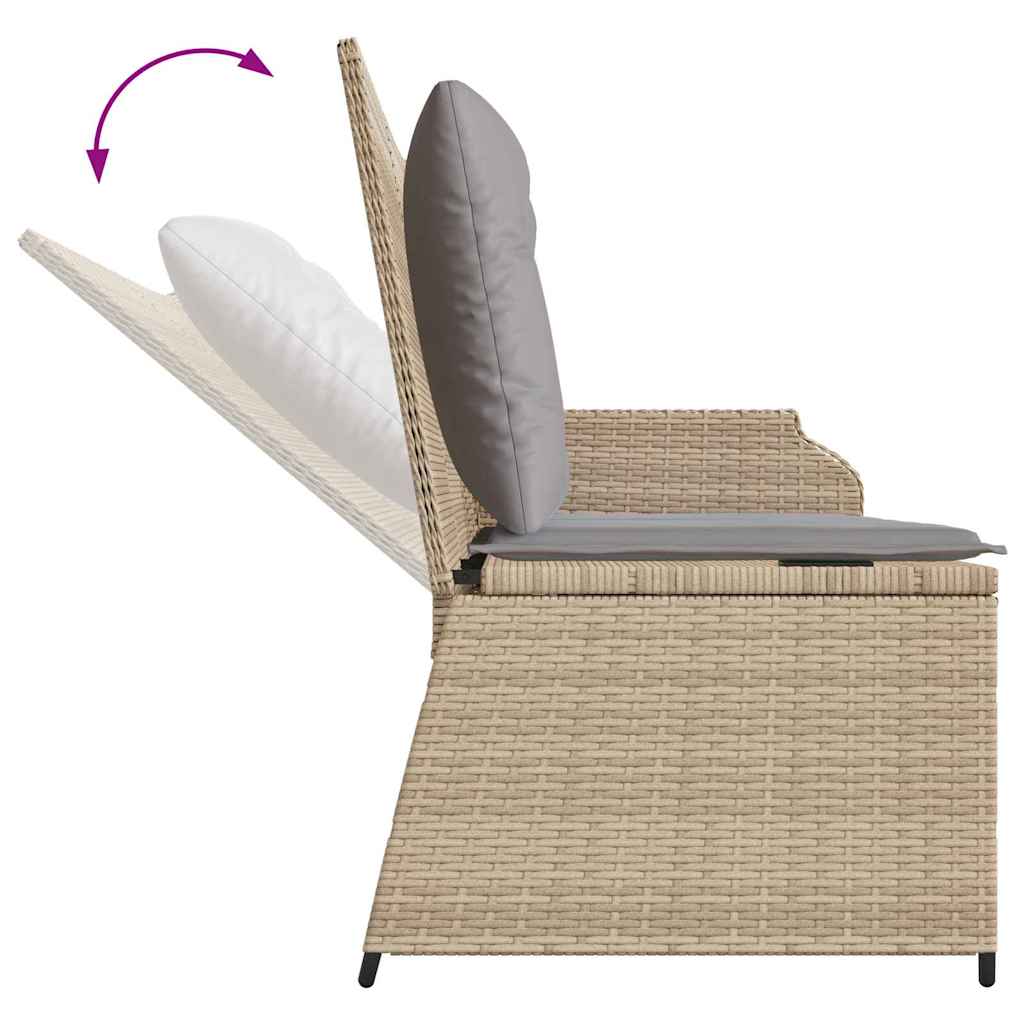 Garden Bench with Cushion Beige Poly rattan