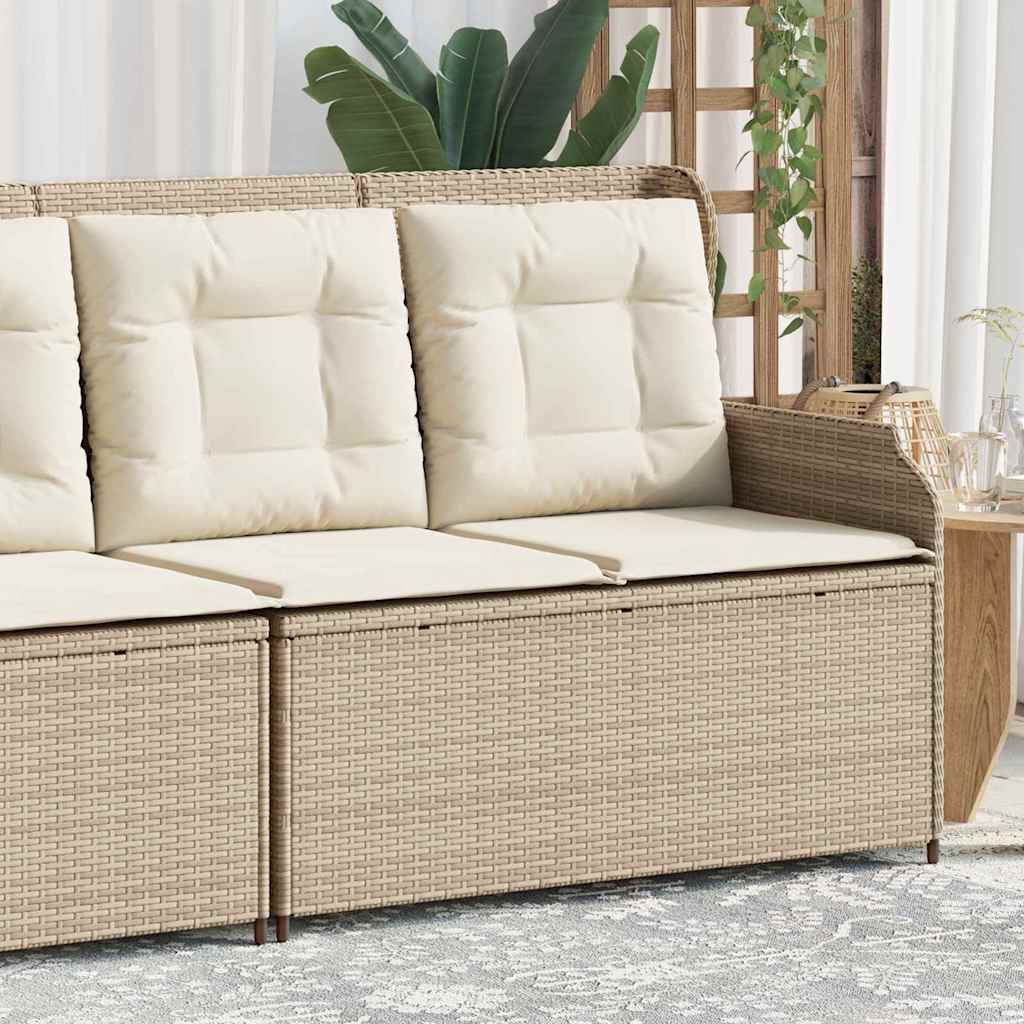 Garden Bench with Cushion Beige Poly rattan