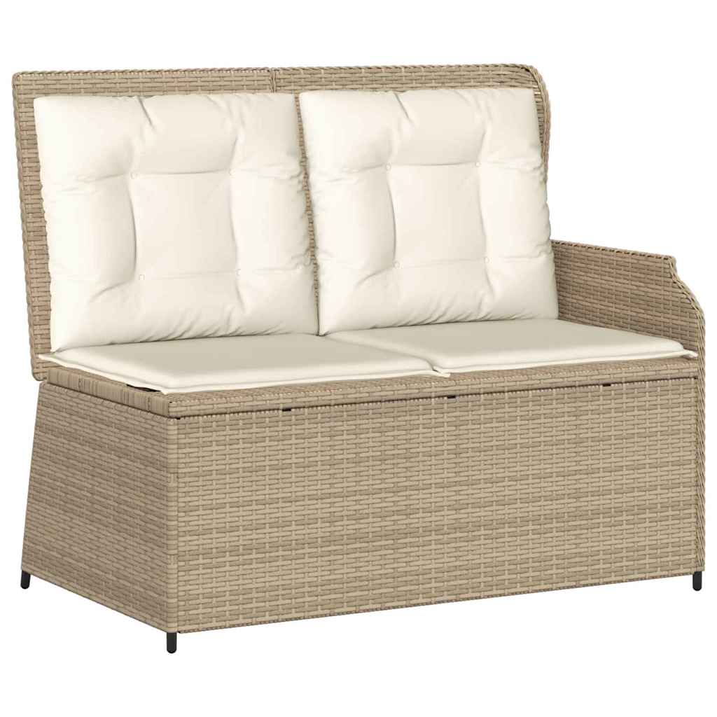 Garden Bench with Cushion Beige Poly rattan