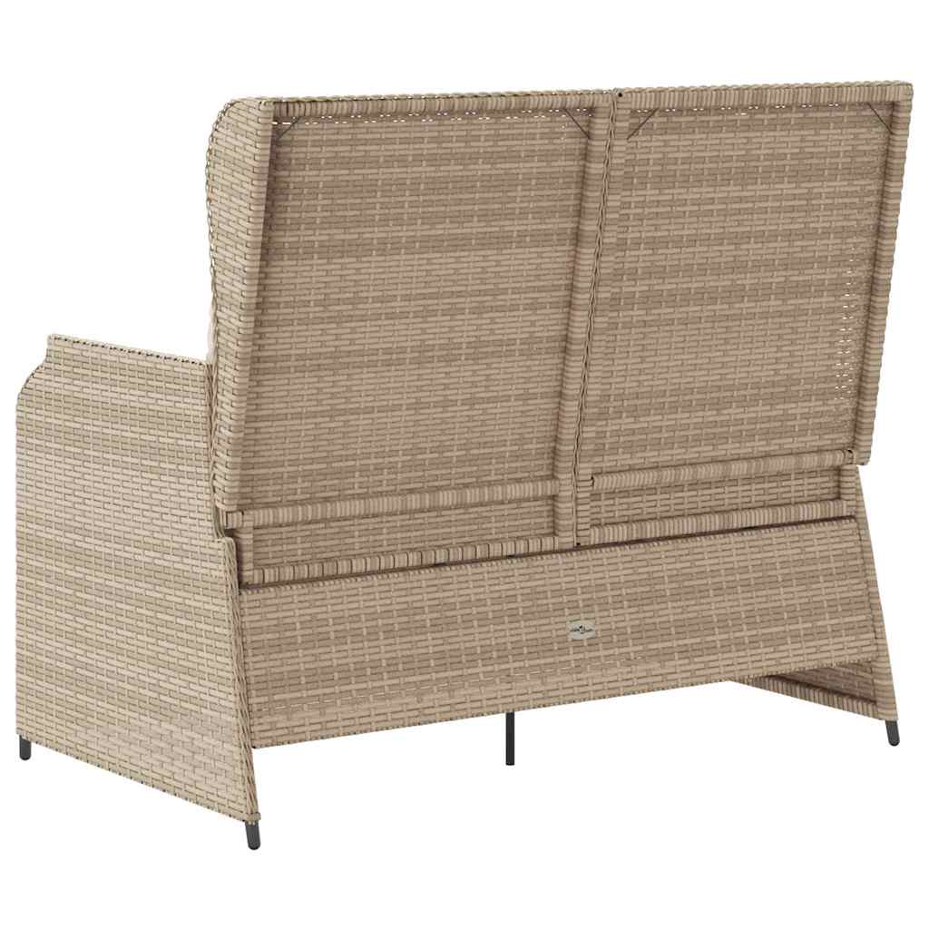 Garden Bench with Cushion Beige Poly rattan
