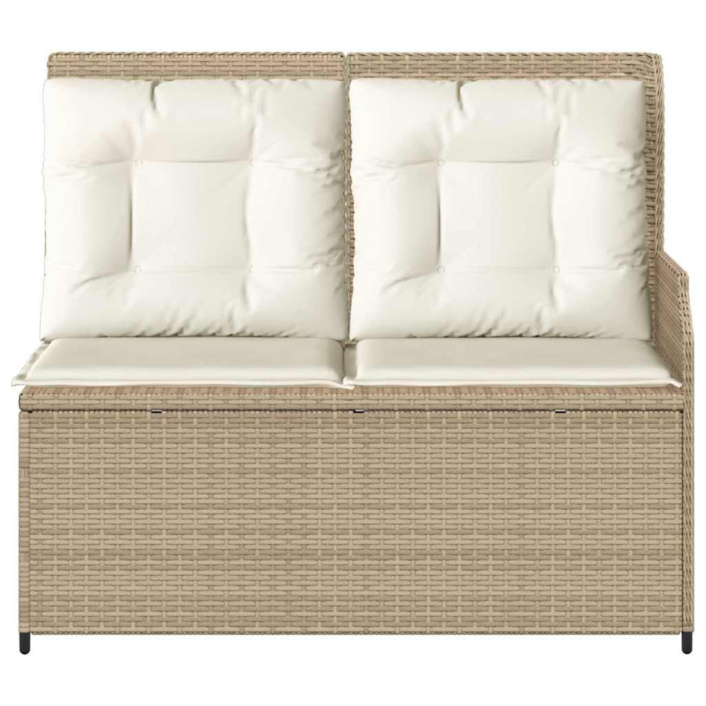 Garden Bench with Cushion Beige Poly rattan