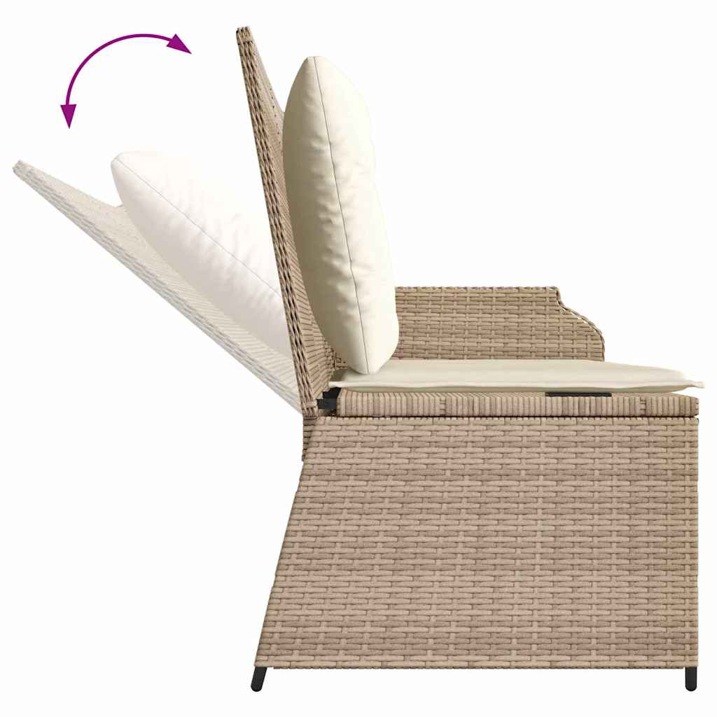 Garden Bench with Cushion Beige Poly rattan