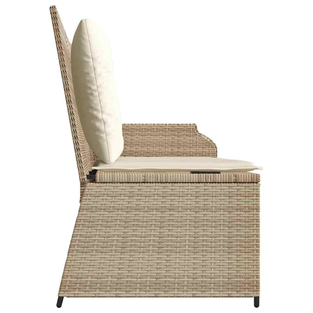 Garden Bench with Cushion Beige Poly rattan