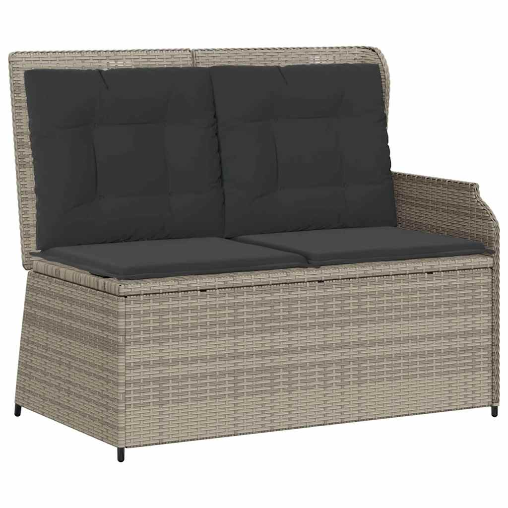Garden Bench with Cushion Light grey Poly rattan