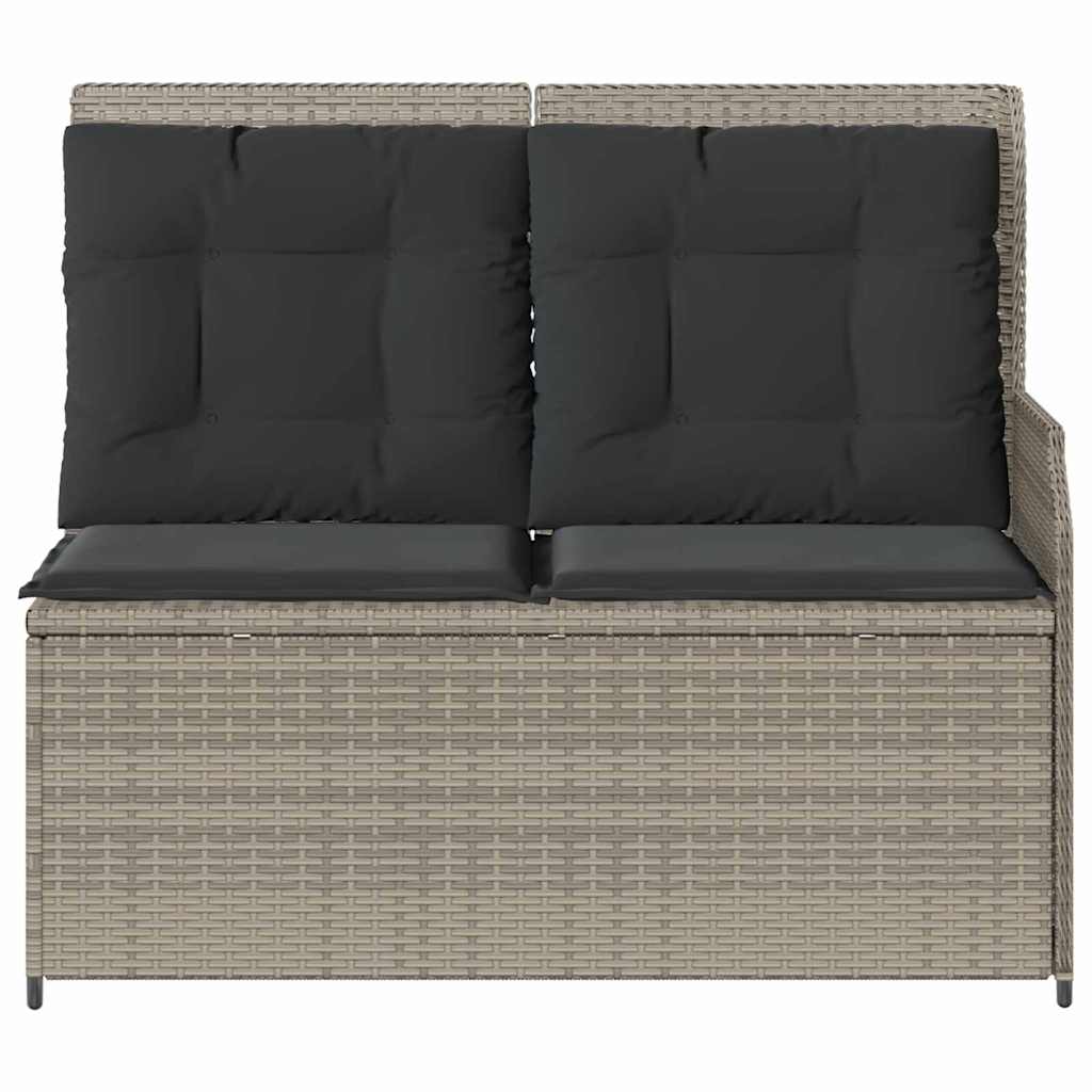 Garden Bench with Cushion Light grey Poly rattan