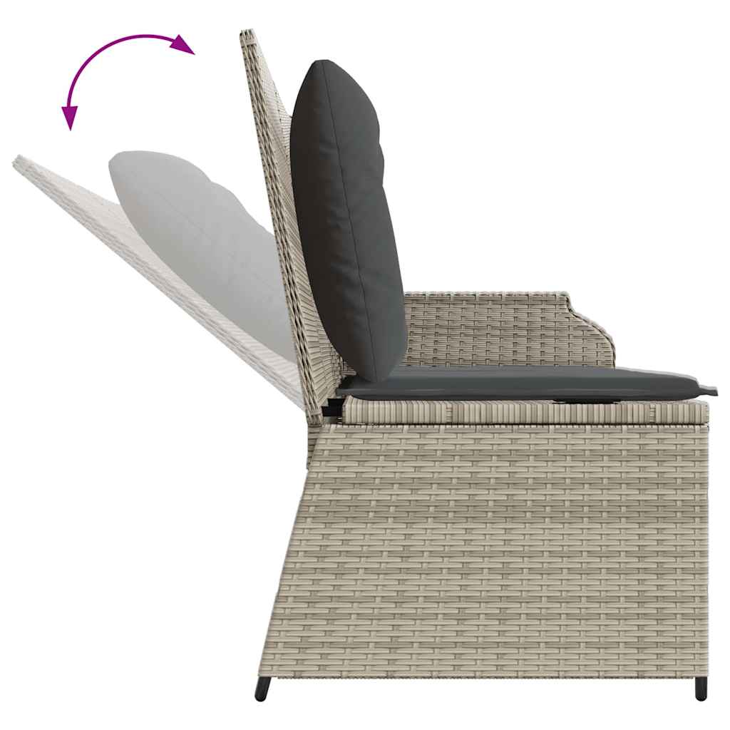 Garden Bench with Cushion Light grey Poly rattan