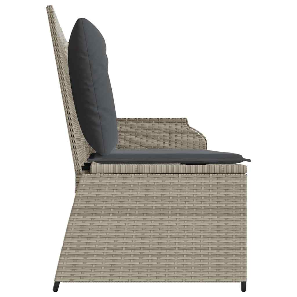 Garden Bench with Cushion Light grey Poly rattan