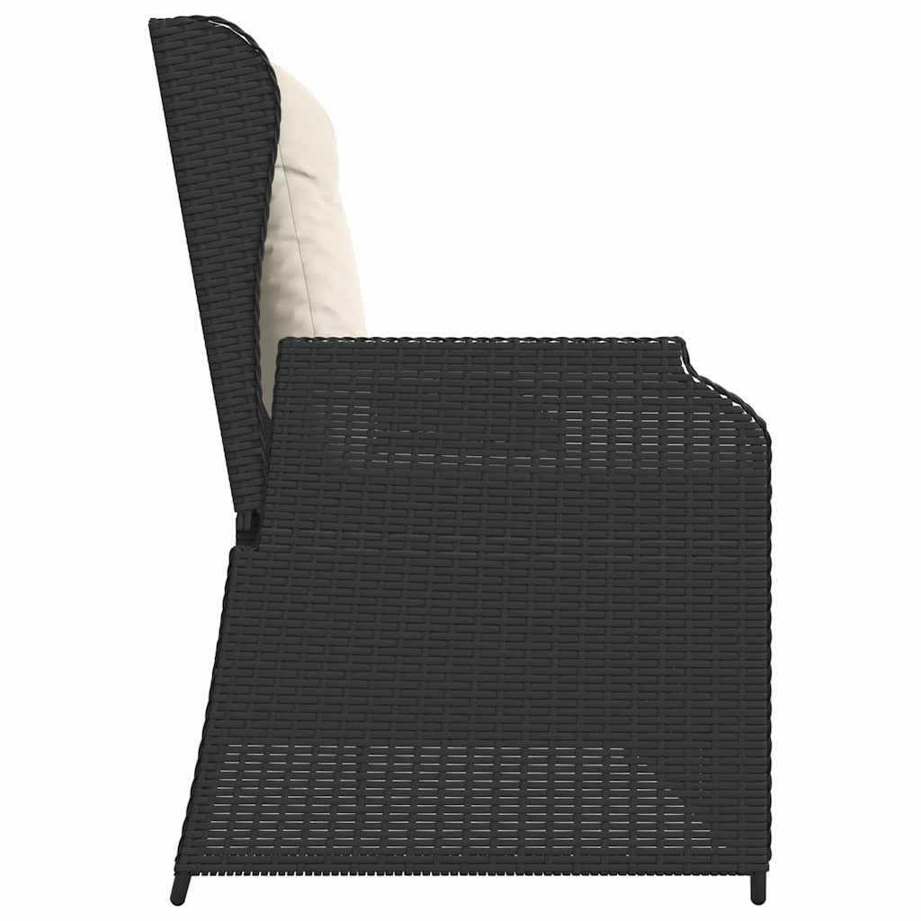 Garden Bench with Cushion Black Poly rattan