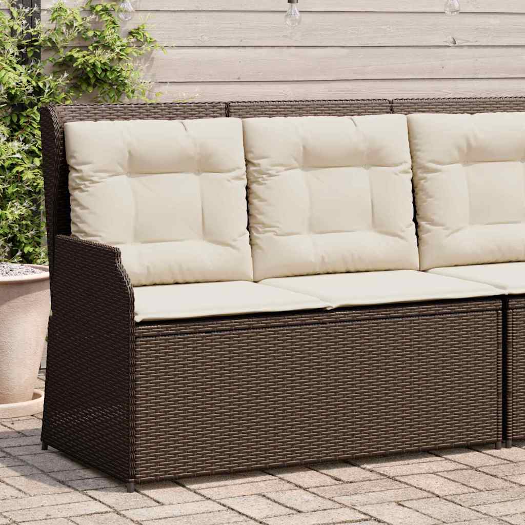 Garden Bench with Cushion Brown Poly rattan