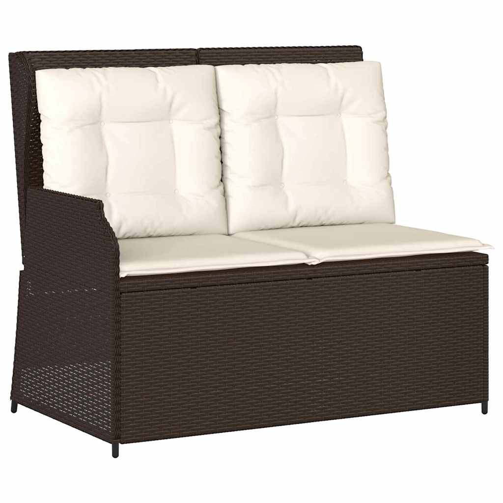 Garden Bench with Cushion Brown Poly rattan
