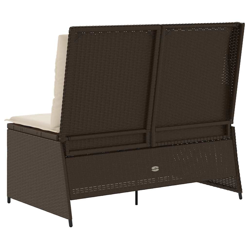 Garden Bench with Cushion Brown Poly rattan
