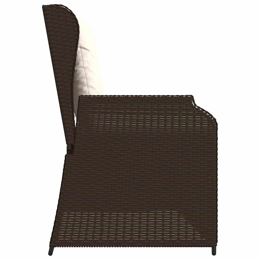 Garden Bench with Cushion Brown Poly rattan
