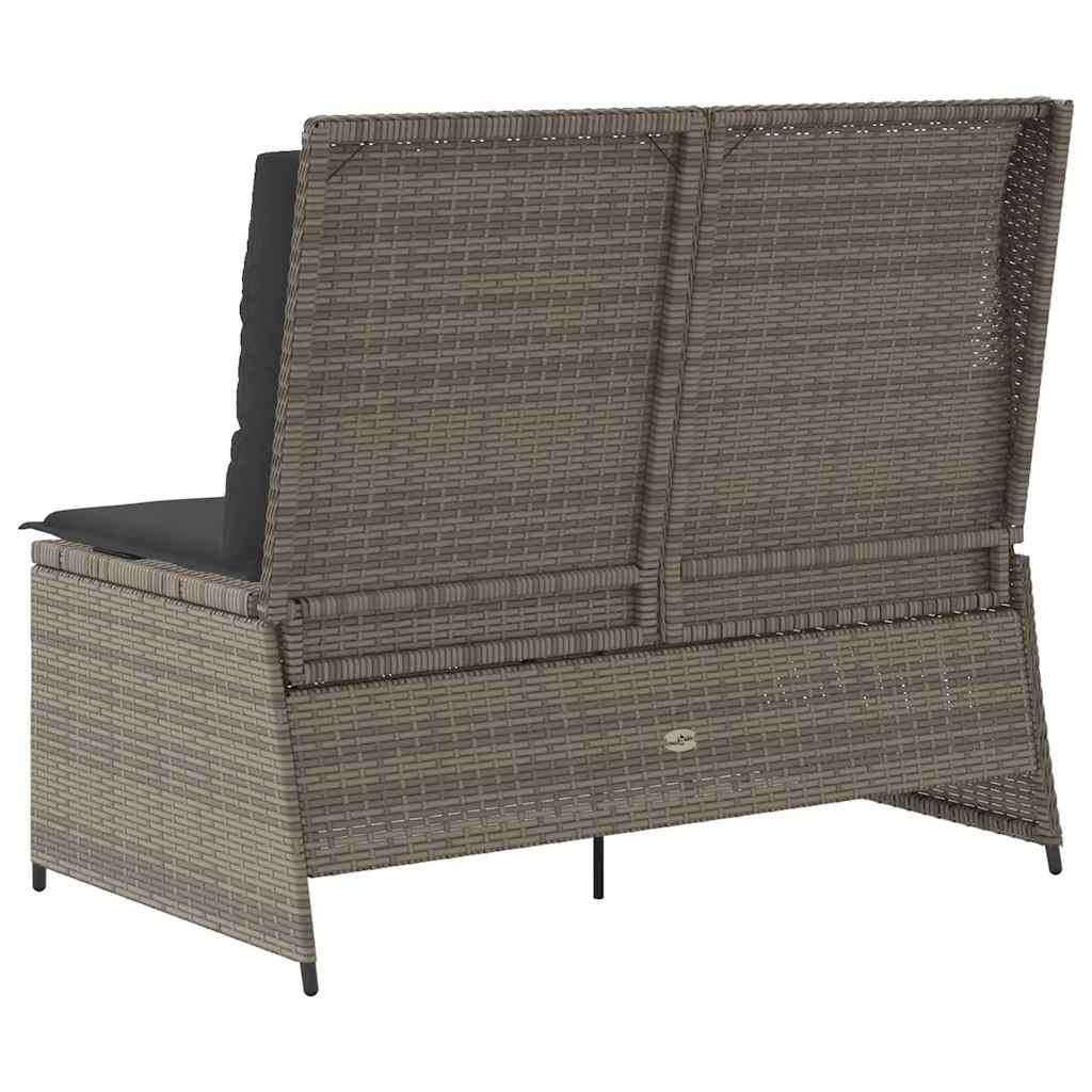 Garden Bench with Cushion Grey Poly rattan
