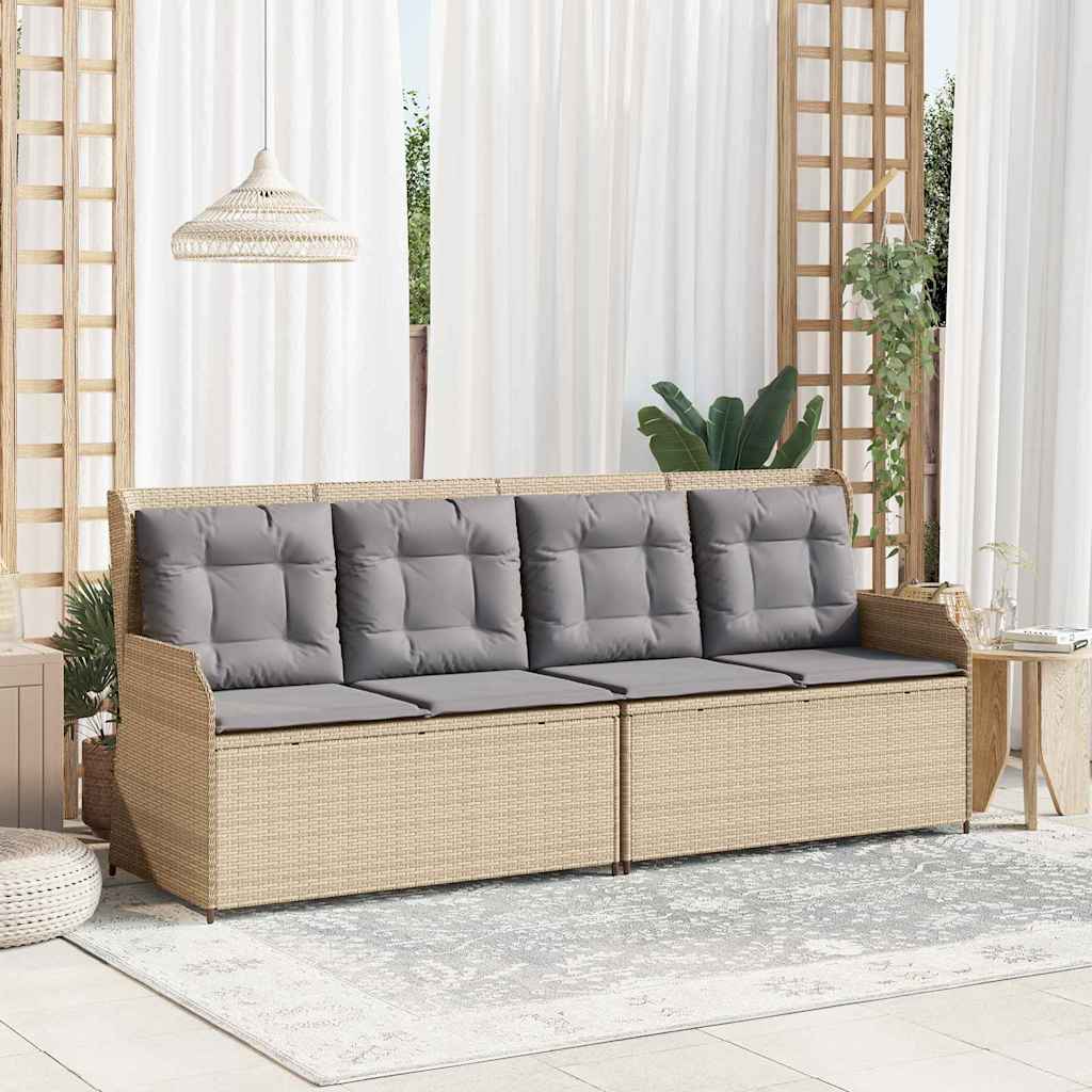 Garden Bench with Cushion Beige Poly rattan