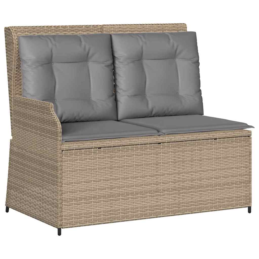 Garden Bench with Cushion Beige Poly rattan