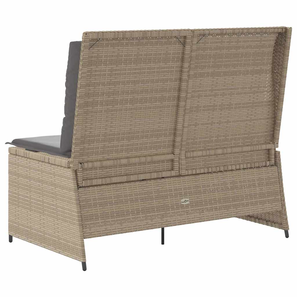 Garden Bench with Cushion Beige Poly rattan