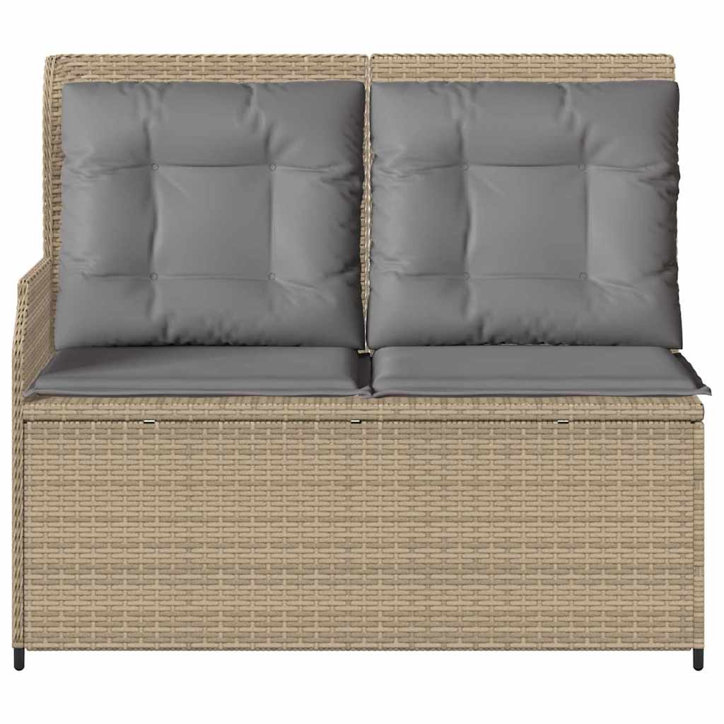 Garden Bench with Cushion Beige Poly rattan