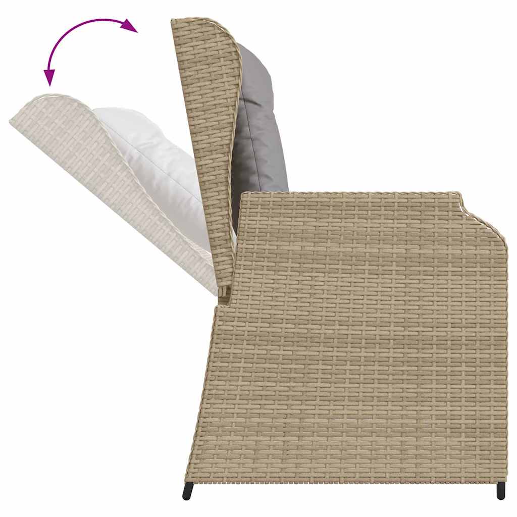 Garden Bench with Cushion Beige Poly rattan