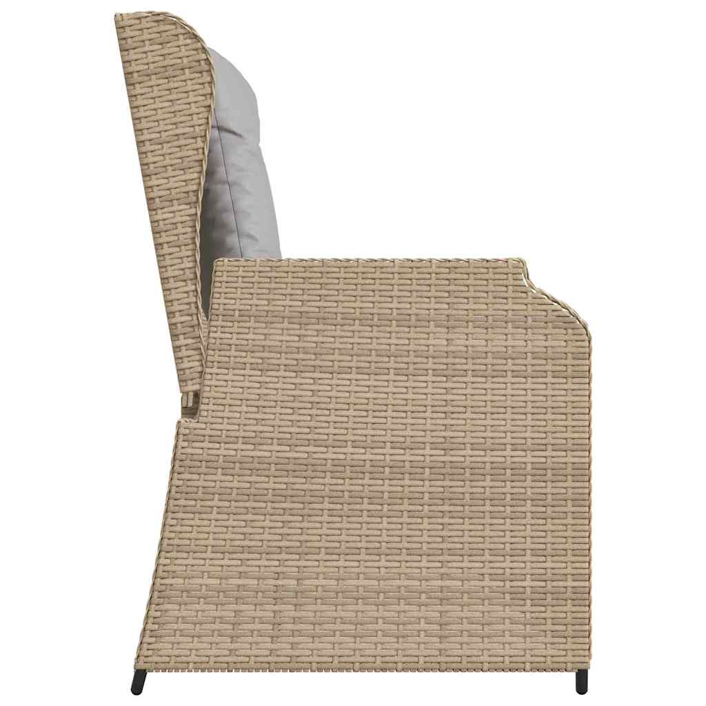 Garden Bench with Cushion Beige Poly rattan
