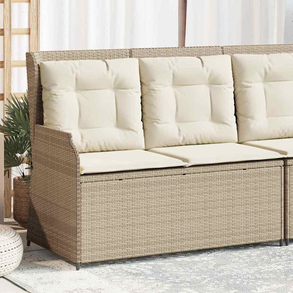 Garden Bench with Cushion Beige Poly rattan