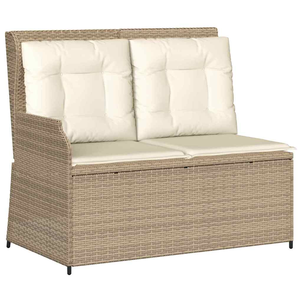 Garden Bench with Cushion Beige Poly rattan