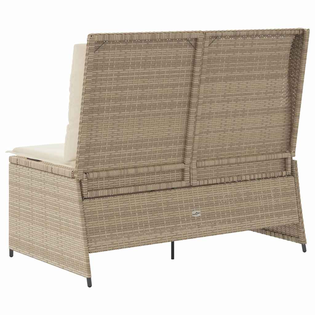 Garden Bench with Cushion Beige Poly rattan